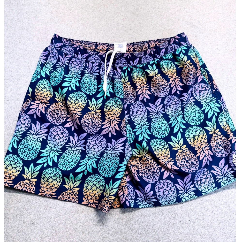 O'rageous‎ Pineapple Swim Trunks Mens Large Blue Tropical Beach Shorts Vacay